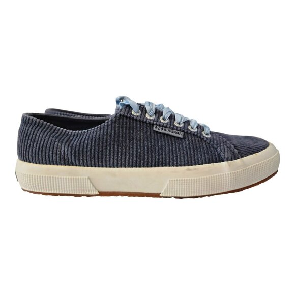 Superga Size 9.5 Sneakers Corduroy Blue Wide Stripe - Picture 5 of 9